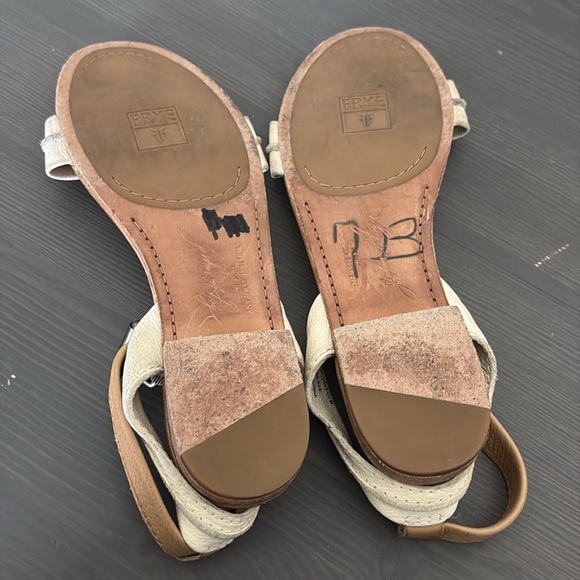 Frye Leather Sandal Two Tone Adjustable Ankle Strap Buckle Size 7.5 - Picture 8 of 10